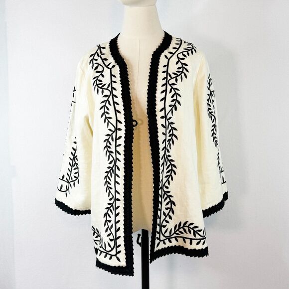 Linea by Louis Dell' Olio | Vintage 1990s | Linen Jacket | Sz L - Picture 3 of 5